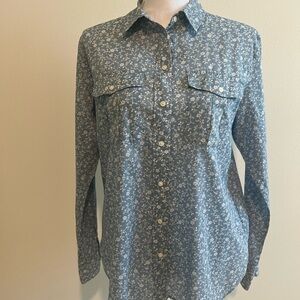 Ralph Lauren Blue and White Floral Blouse